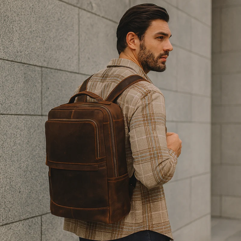 Sac à Dos en Cuir Homme Vintage