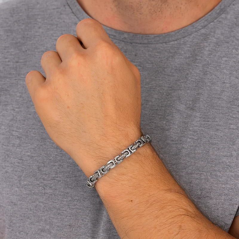 Bracelet Homme à Maillons Tressés en Acier Inoxydable