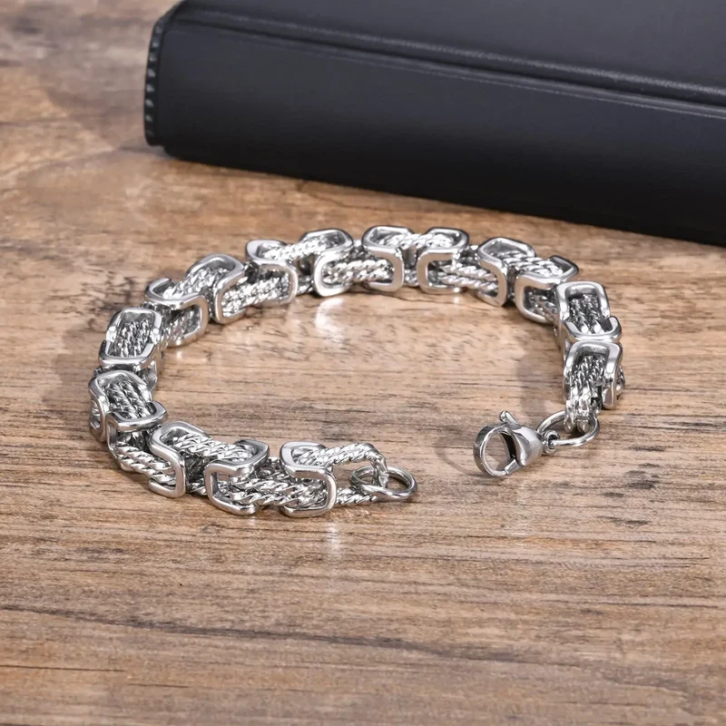Bracelet Homme à Maillons Tressés en Acier Inoxydable