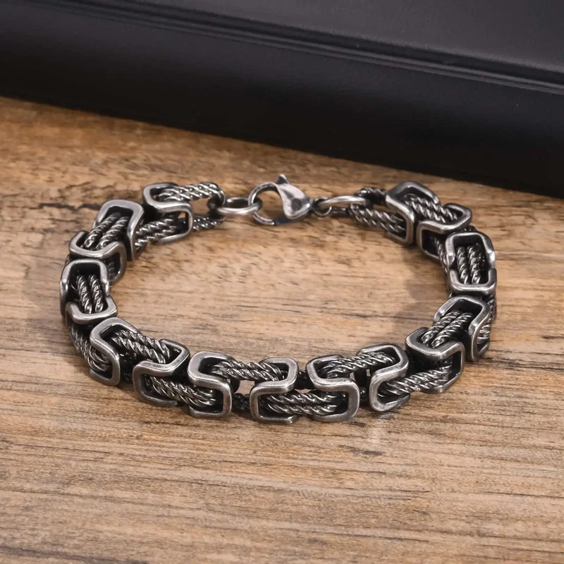 Bracelet Homme à Maillons Tressés en Acier Inoxydable