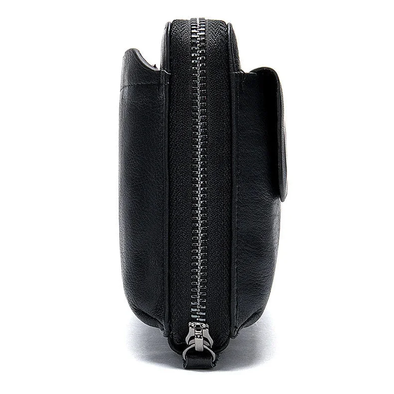 Pochette Cuir Grainé Homme Simple Zip