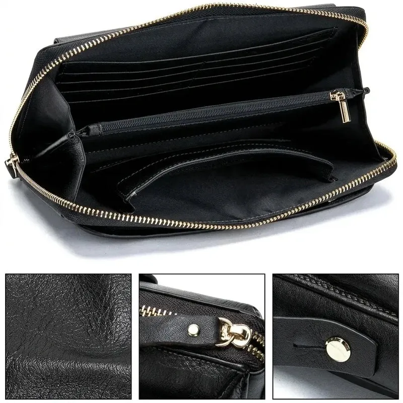 Pochette Cuir Grainé Homme Simple Zip