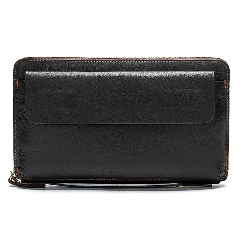 Pochette Cuir Grainé Homme Simple Zip