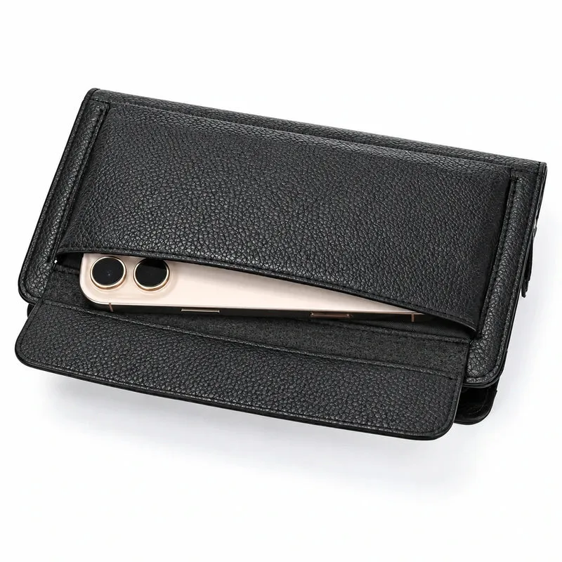 Pochette Cuir Grainé Homme Simple Zip