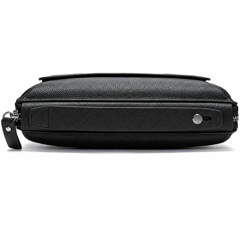 Pochette Cuir Grainé Homme Simple Zip