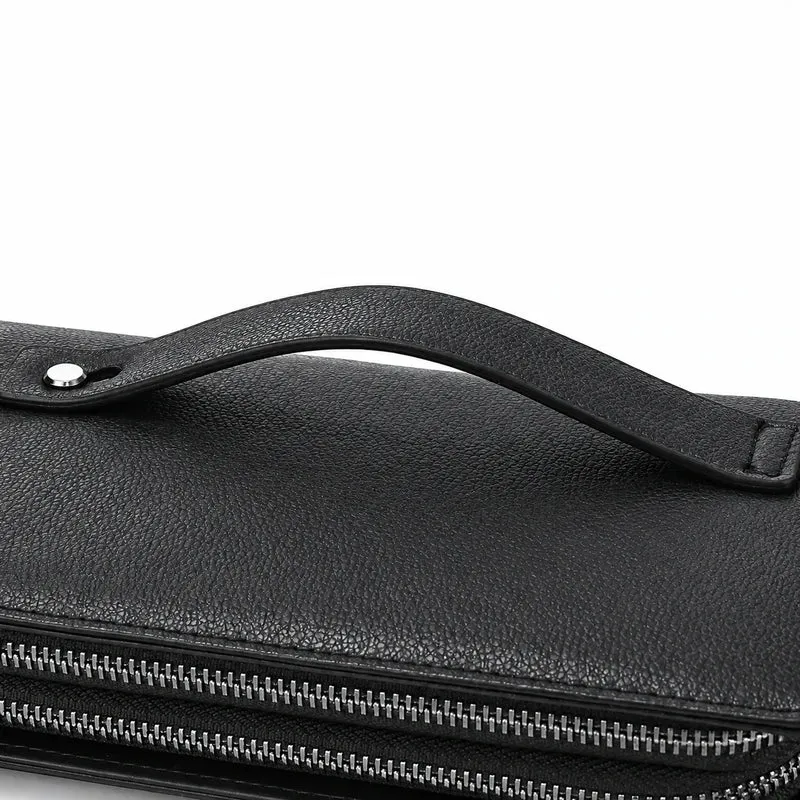 Pochette Cuir Grainé Homme Simple Zip