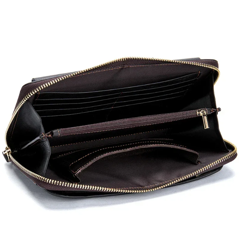 Pochette Cuir Grainé Homme Simple Zip