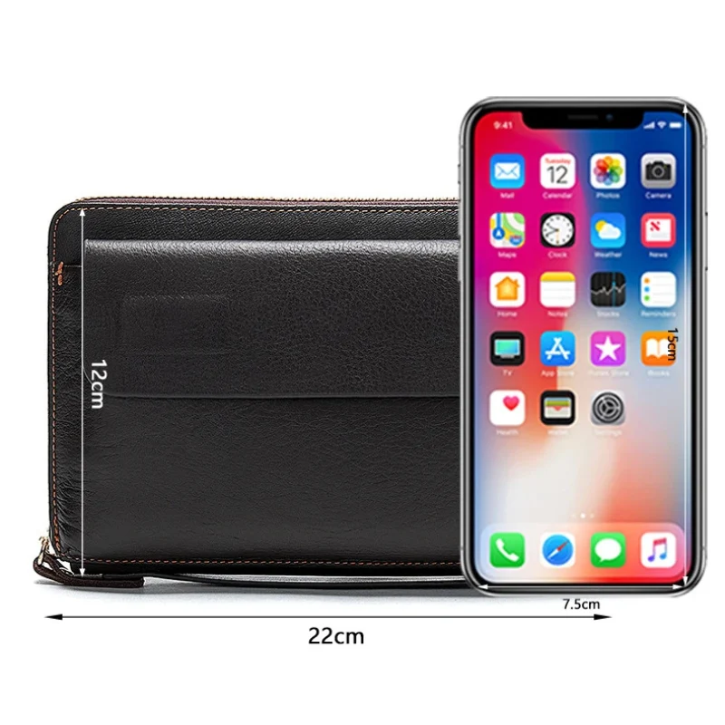 Pochette Cuir Grainé Homme Simple Zip