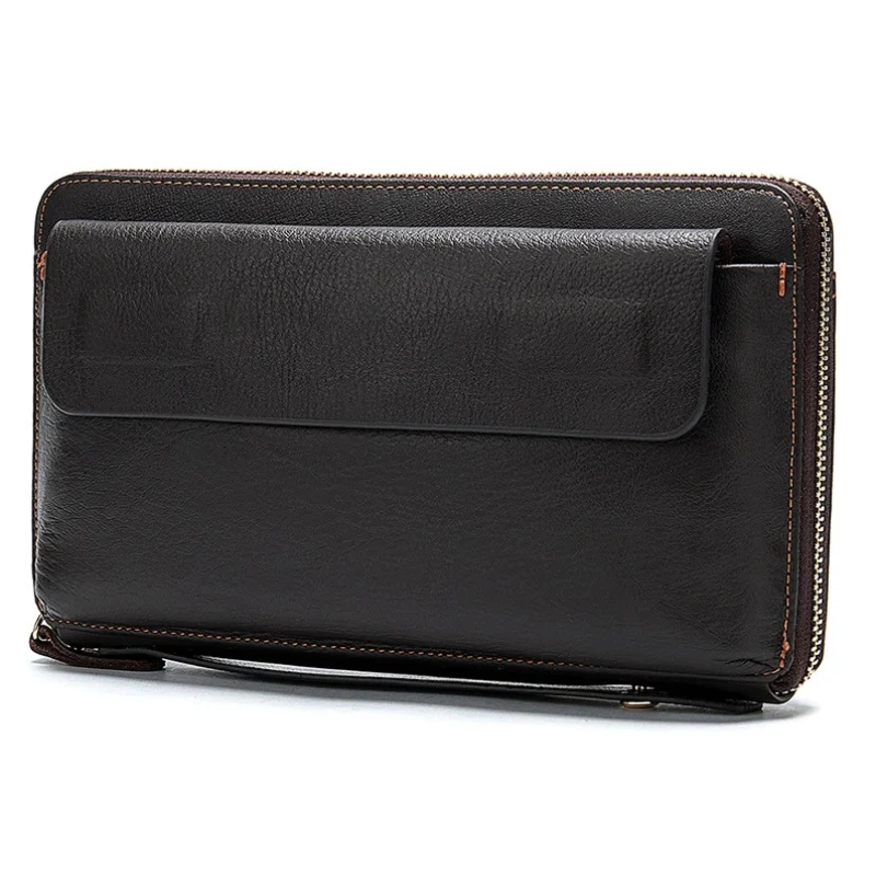 Pochette Cuir Grainé Homme Simple Zip