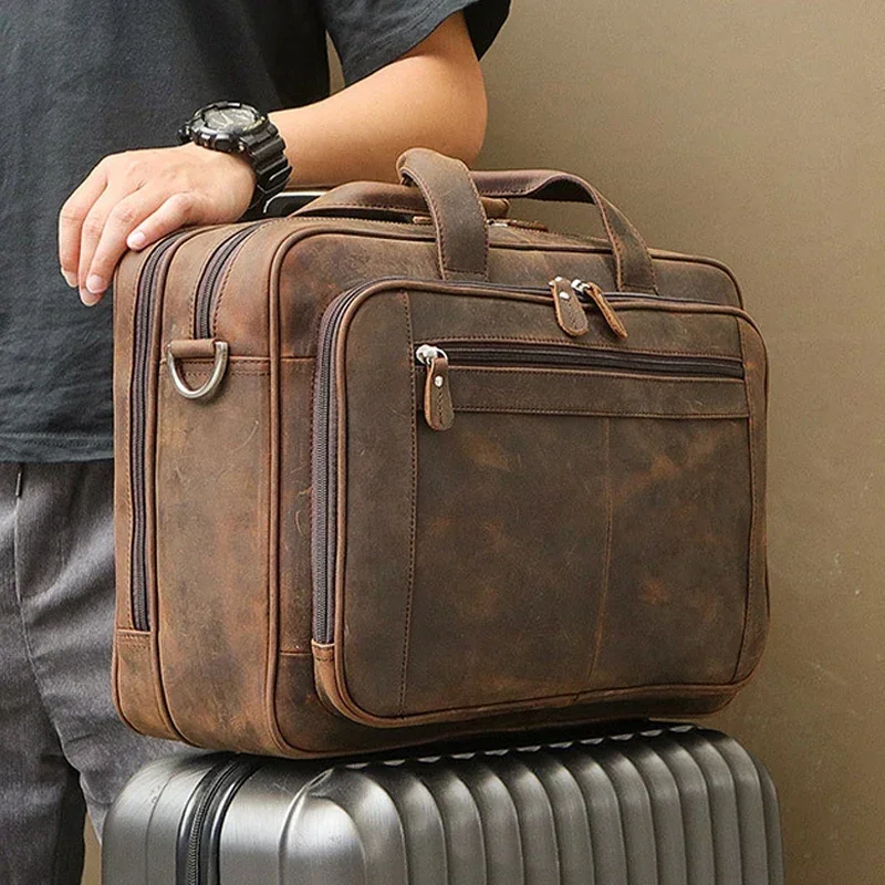 Sacoche Cuir Homme Grand Format 17 Pouces