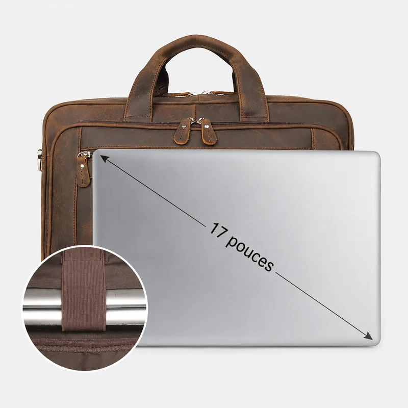 Sacoche Cuir Homme Grand Format 17 Pouces