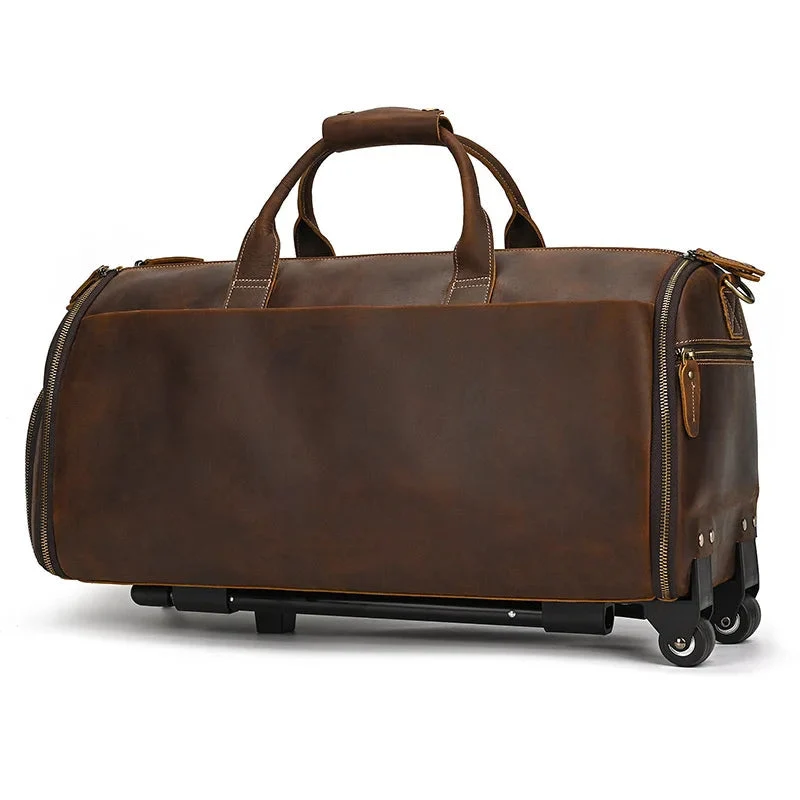 Sac de Voyage Costume en Cuir avec Roulettes