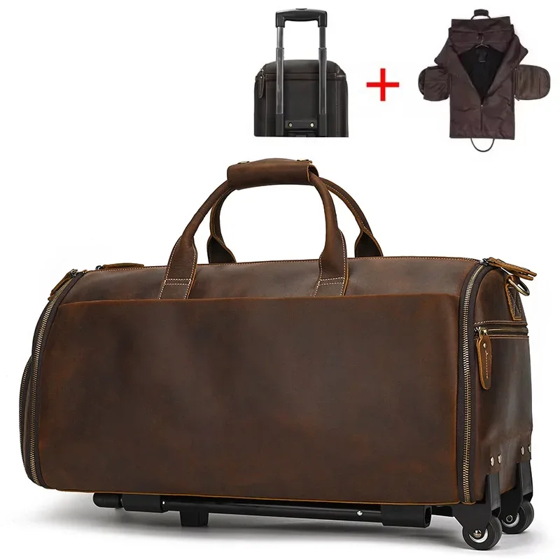 Sac de Voyage Costume en Cuir avec Roulettes