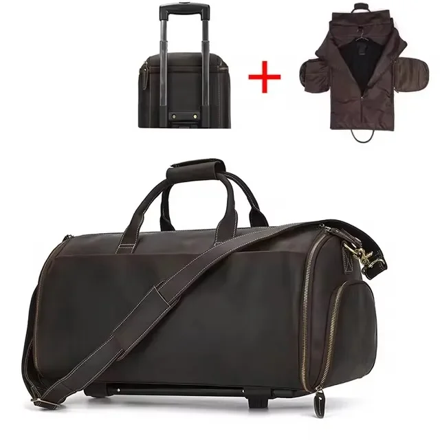 Sac de Voyage Costume en Cuir avec Roulettes