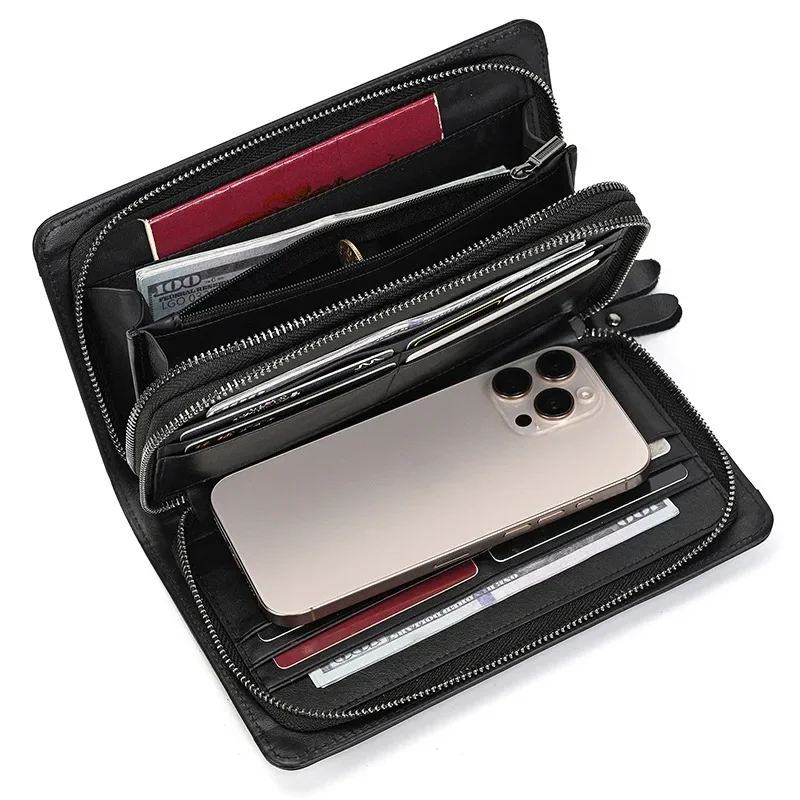 Pochette Cuir Homme - Double zip