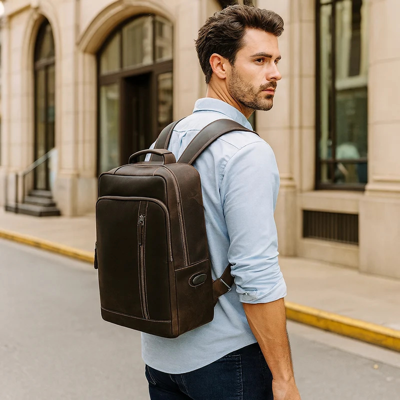 Sac à Dos Cuir Marron Homme