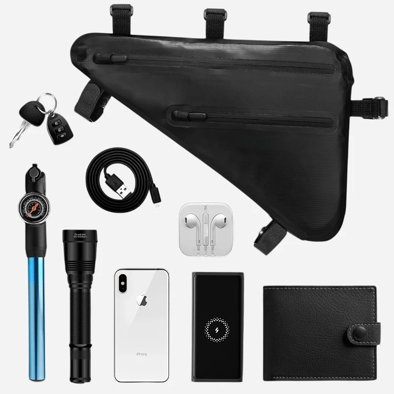 Sacoche cadre vélo Bikepacking imperméable | Fixation 3 points - 3,3L