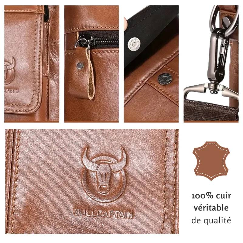 Sacoche Cuir Marron Homme