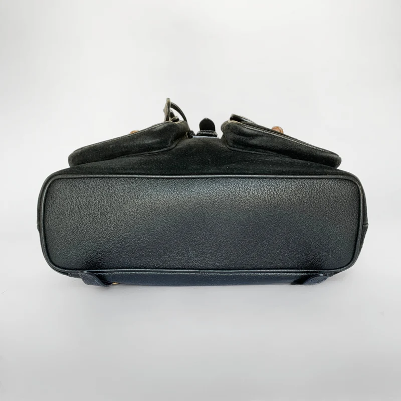 Gucci Grand sac à dos en bambou et cuir suédé