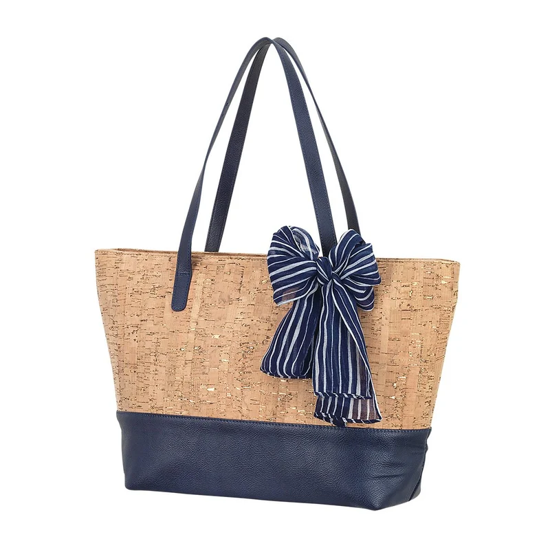 Navy and Cork Charlotte Purse - Personalized