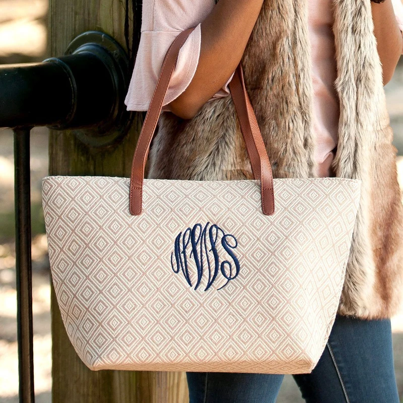 Tan Diamond Charlotte Purse - Personalized