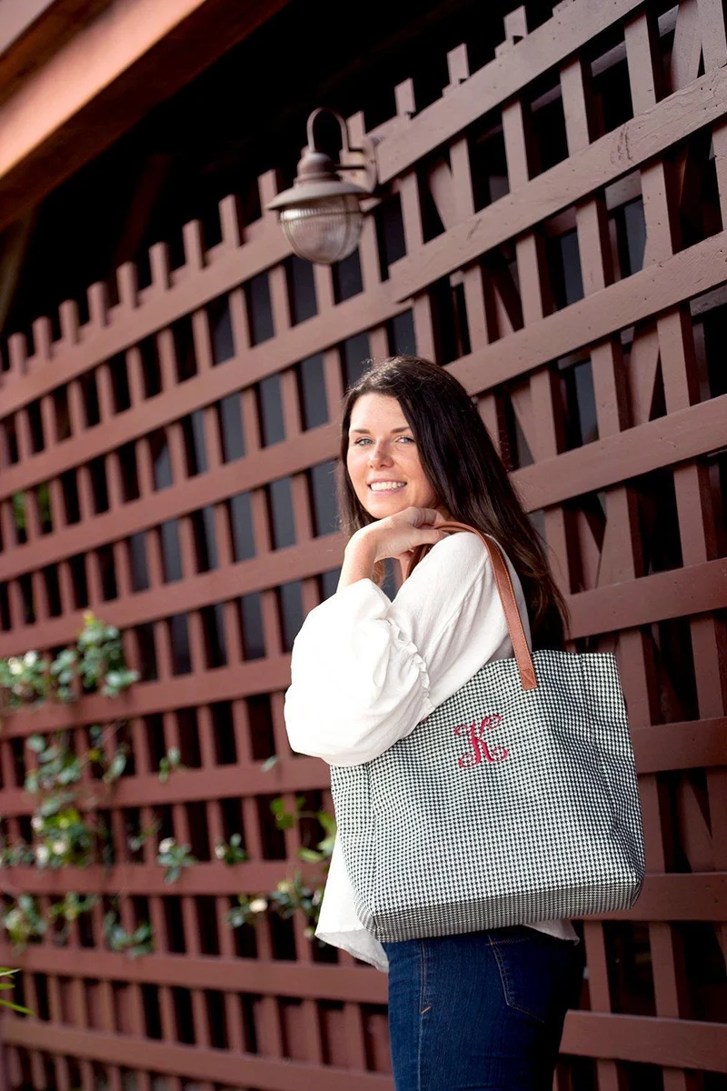 Houndstooth Tote - Personalized