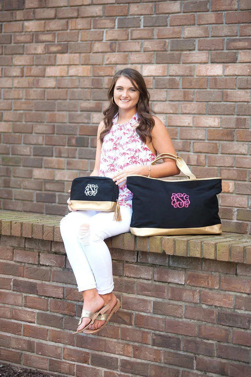 Black Cabana Tote - Personalized