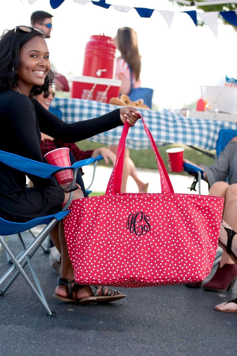 Red Scattered Dot Ultimate Tote - Personalized