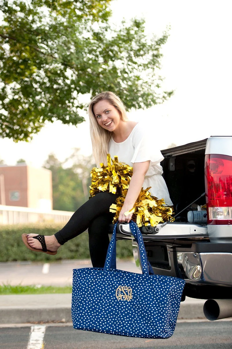 Navy Scattered Dot Ultimate Tote - Personalized