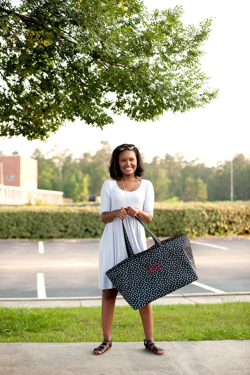 Black Scattered Dot Ultimate Tote - Personalized