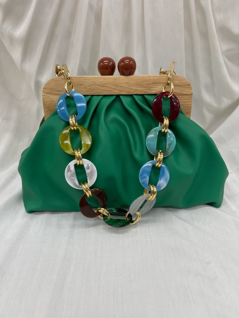 Sac à main vintage avec cadre en bois - L'accessoire unique