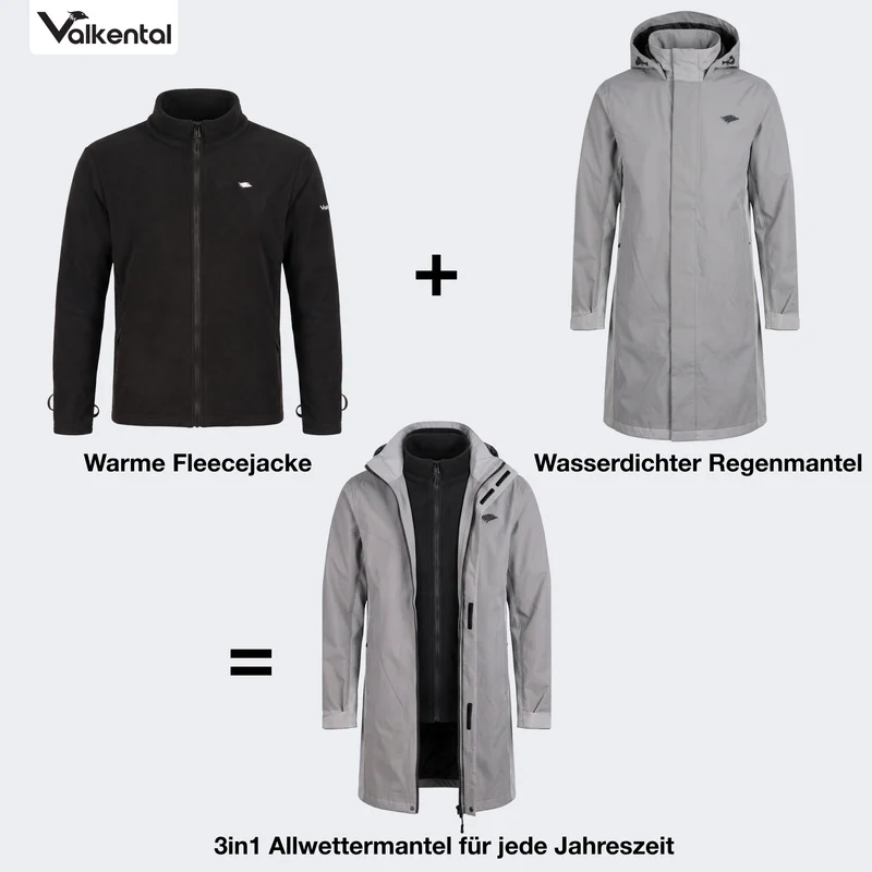 3in1 Smart Coat - Veste de protection certifiée, 100 % réfléchissante avec polaire amovible à fermeture éclair