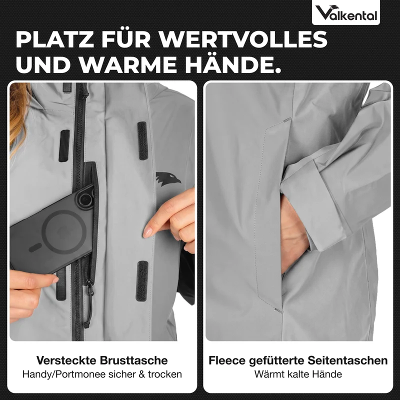3in1 Smart Coat - Veste de protection certifiée, 100 % réfléchissante avec polaire amovible à fermeture éclair