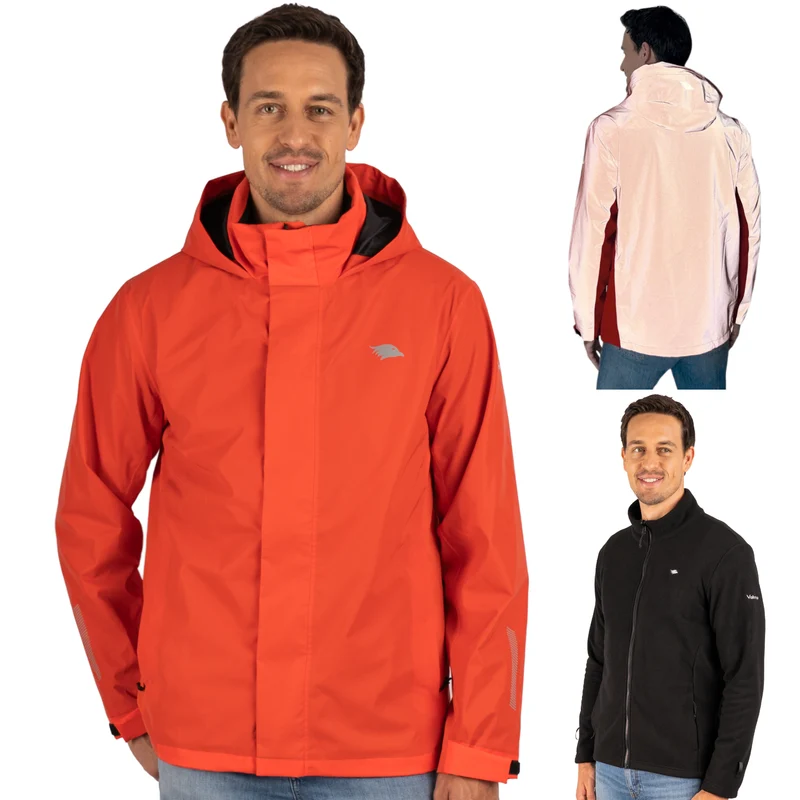 Veste 3 en 1 Smart Jacket - 100 % réfléchissante et imperméable, avec polaire amovible à fermeture éclair - Produit de deuxième choix