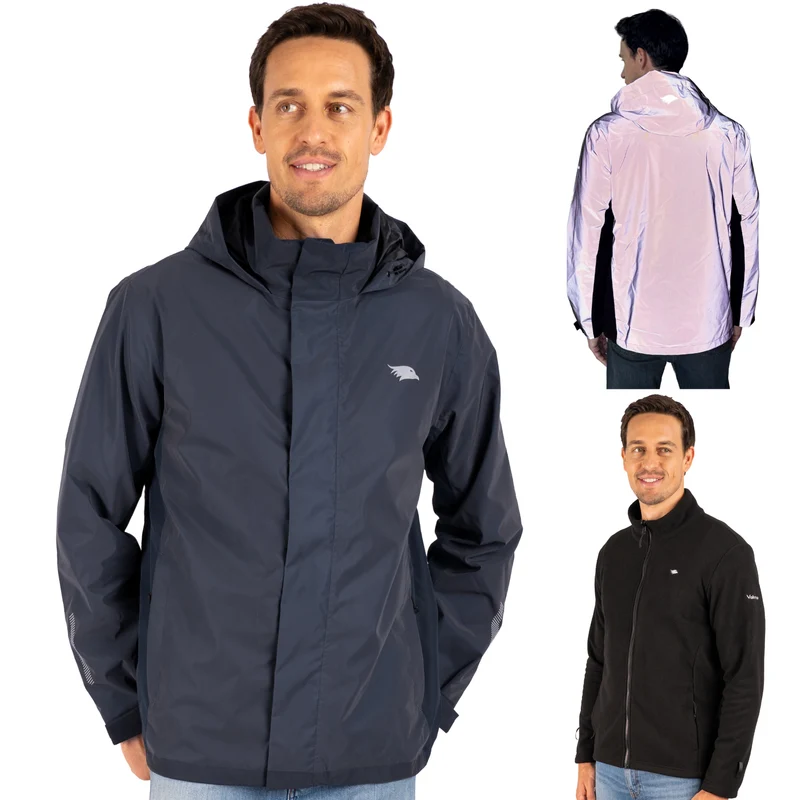 Veste 3 en 1 Smart Jacket - 100 % réfléchissante et imperméable, avec polaire amovible à fermeture éclair - Produit de deuxième choix