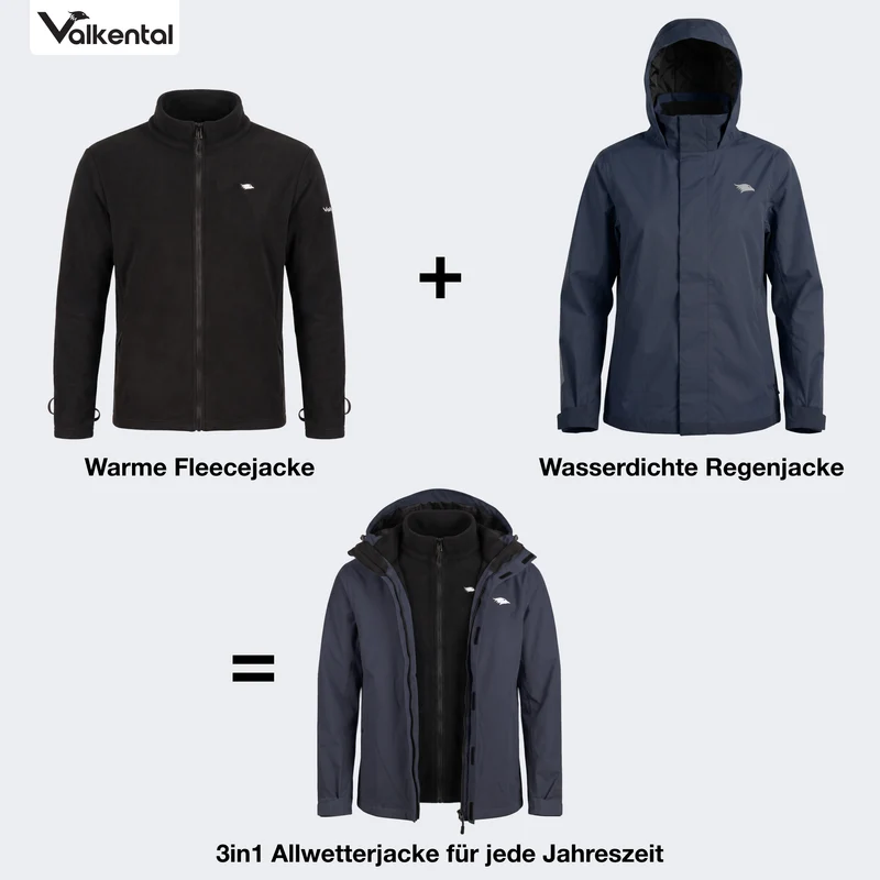 Veste 3 en 1 Smart Jacket - 100 % réfléchissante et imperméable, avec polaire amovible à fermeture éclair - Produit de deuxième choix