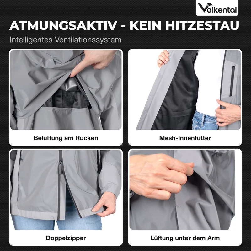 NOUVEAU : Rain Jacket Pro - Veste de pluie 100 % réfléchissante avec aération et capuche compatible avec un casque