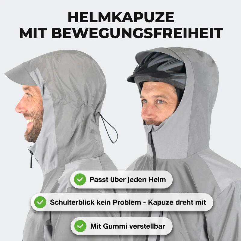 NOUVEAU : Rain Jacket Pro - Veste de pluie 100 % réfléchissante avec aération et capuche compatible avec un casque