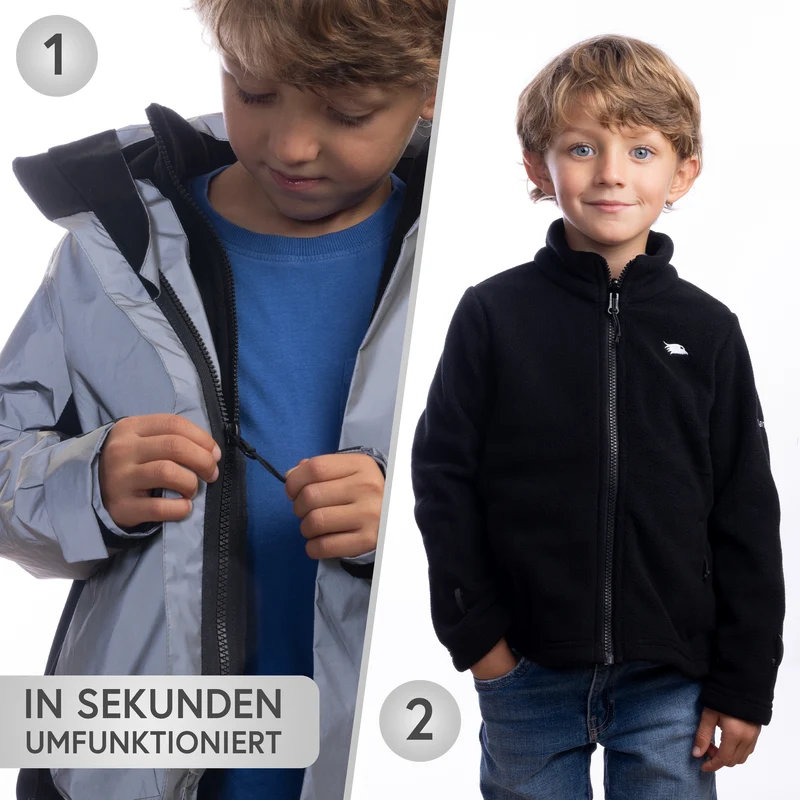 Veste 3 en 1 Smart Jacket - Veste réfléchissante avec polaire amovible à fermeture éclair pour enfants et adolescents - Produit de deuxième choix