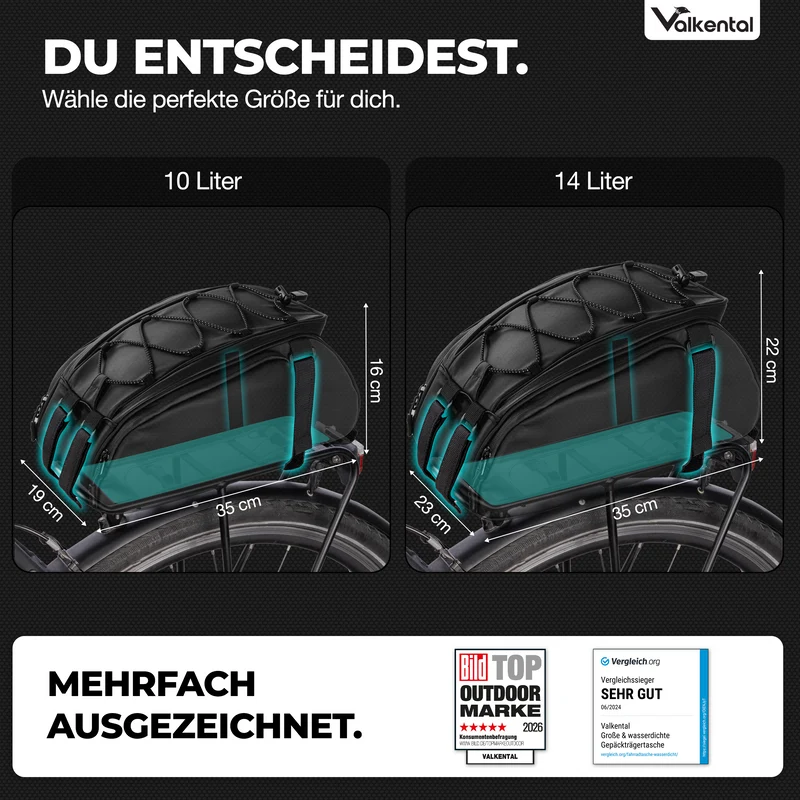 Trunk Bag - Sacoche de porte-bagages 3 en 1 à fixation par le dessus, avec fonction sac à dos
