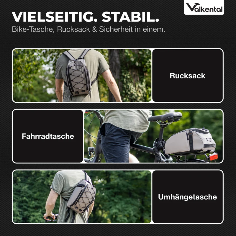 Trunk Bag - Sacoche de porte-bagages 3 en 1 à fixation par le dessus, avec fonction sac à dos