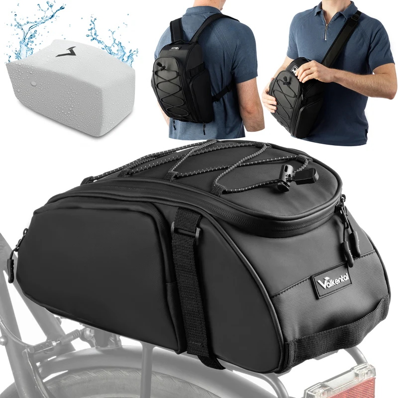 Trunk Bag - Sacoche de porte-bagages 3 en 1 à fixation par le dessus, avec fonction sac à dos