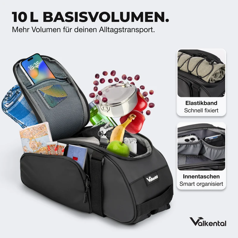 Trunk Bag - Sacoche de porte-bagages 3 en 1 à fixation par le dessus, avec fonction sac à dos
