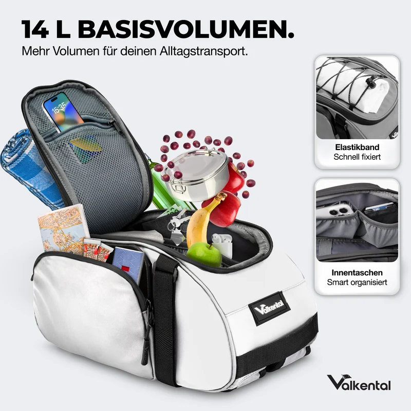Trunk Bag - Sacoche de porte-bagages 3 en 1 à fixation par le dessus, avec fonction sac à dos
