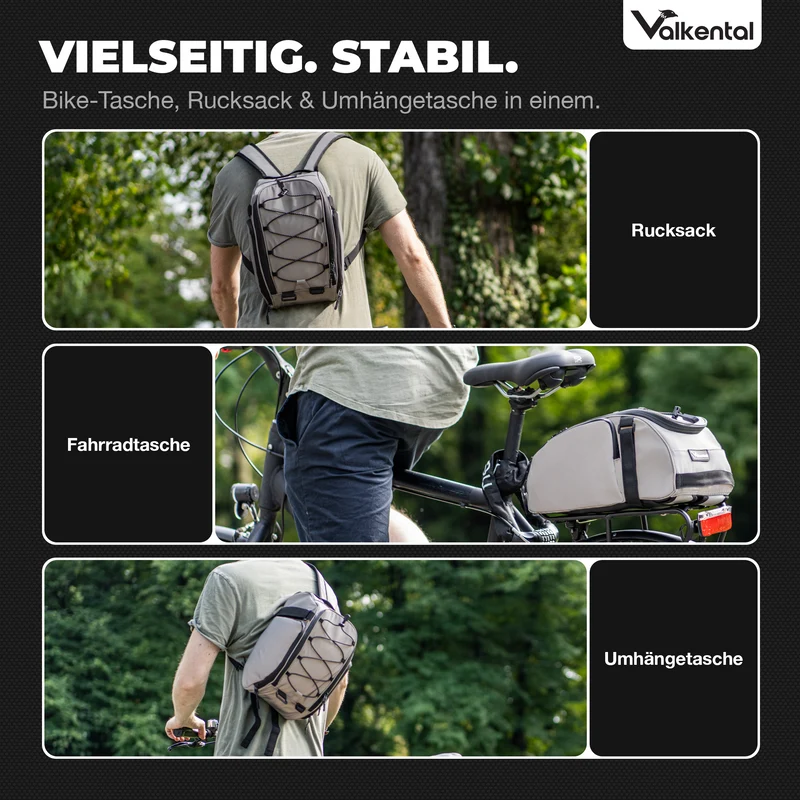 Trunk Bag - Sacoche de porte-bagages 3 en 1 à fixation par le dessus, avec fonction sac à dos