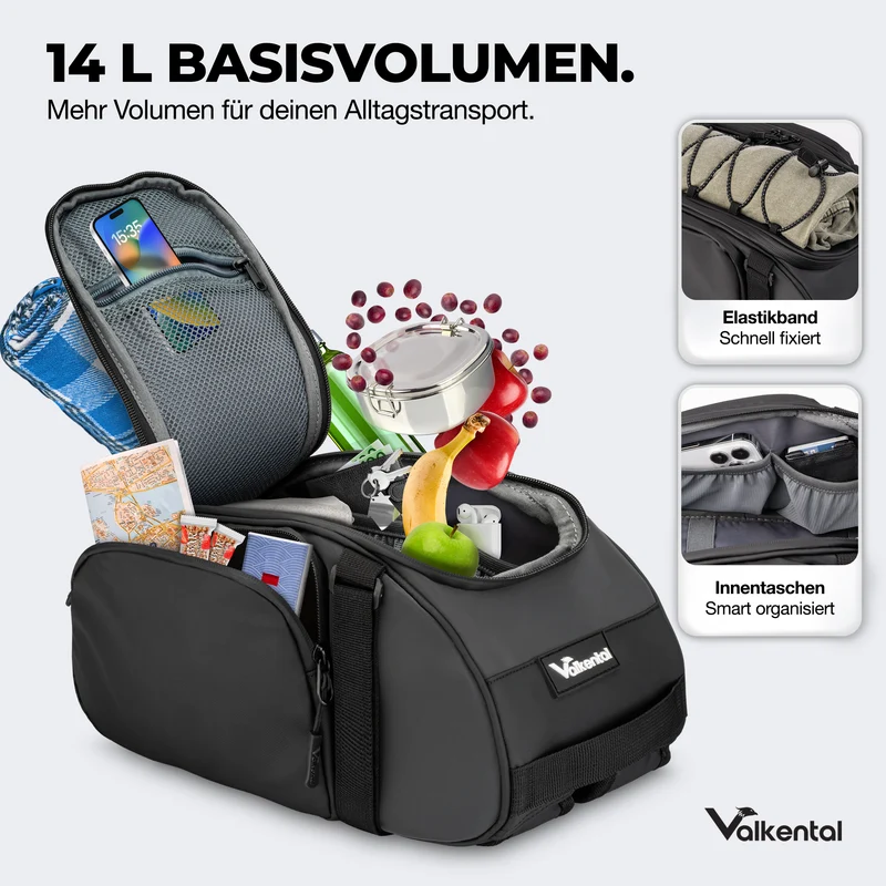 Trunk Bag - Sacoche de porte-bagages 3 en 1 à fixation par le dessus, avec fonction sac à dos