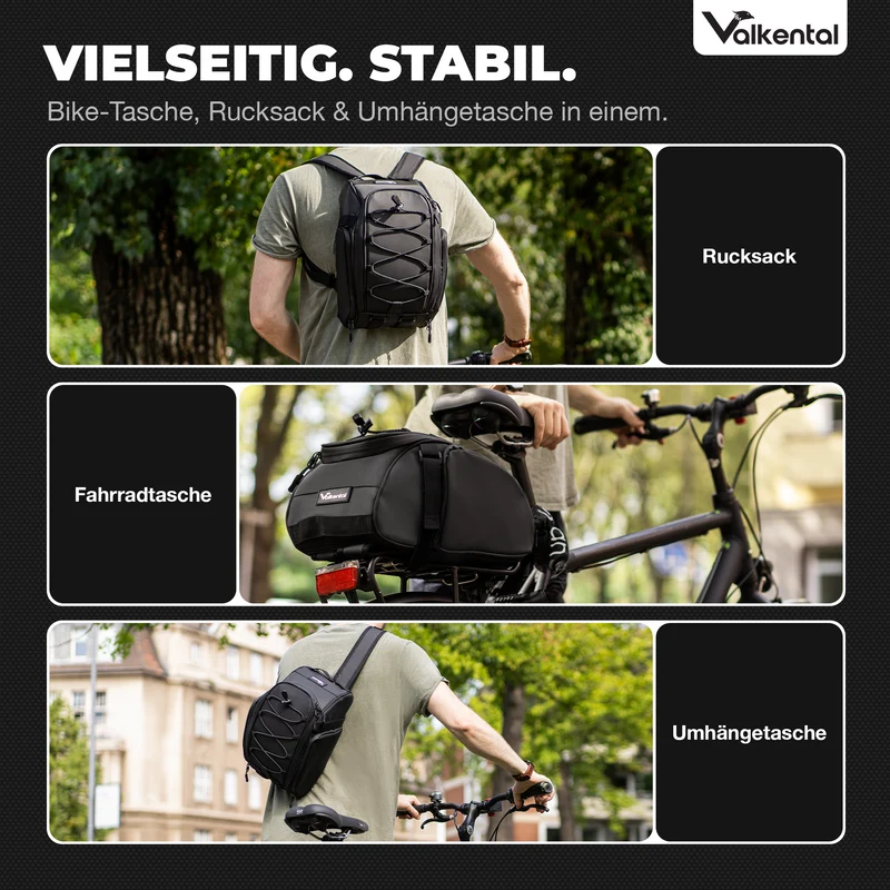 Trunk Bag - Sacoche de porte-bagages 3 en 1 à fixation par le dessus, avec fonction sac à dos