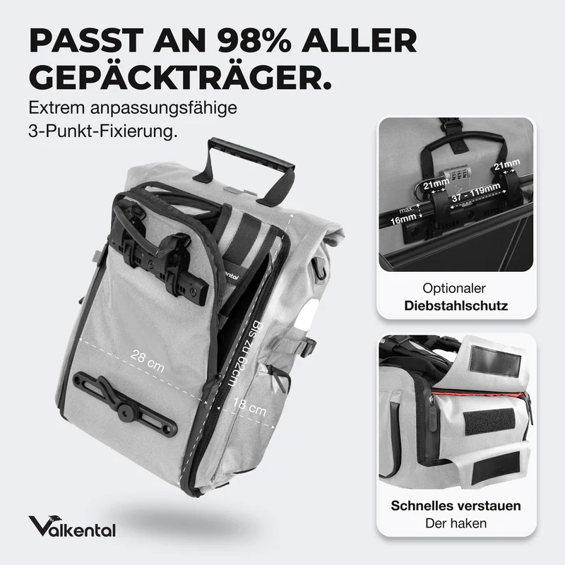 Sacoche de vélo ValkPro 3in1 - un multitalent hautement fonctionnel