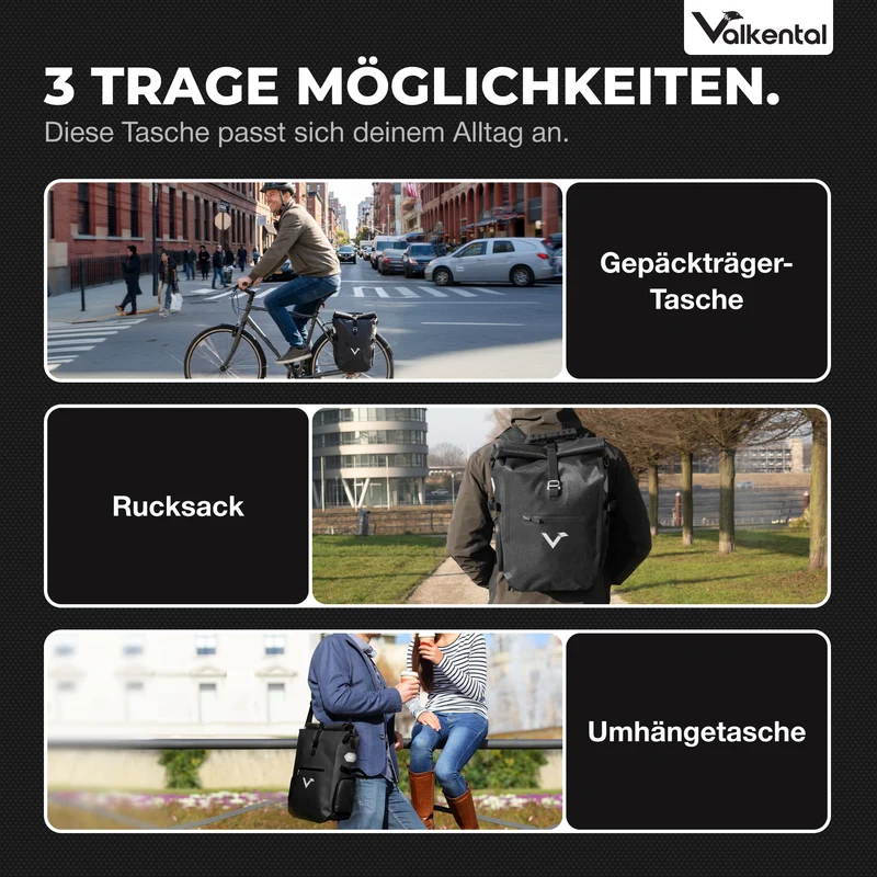 Sacoche de vélo ValkPro 3in1 - un multitalent hautement fonctionnel