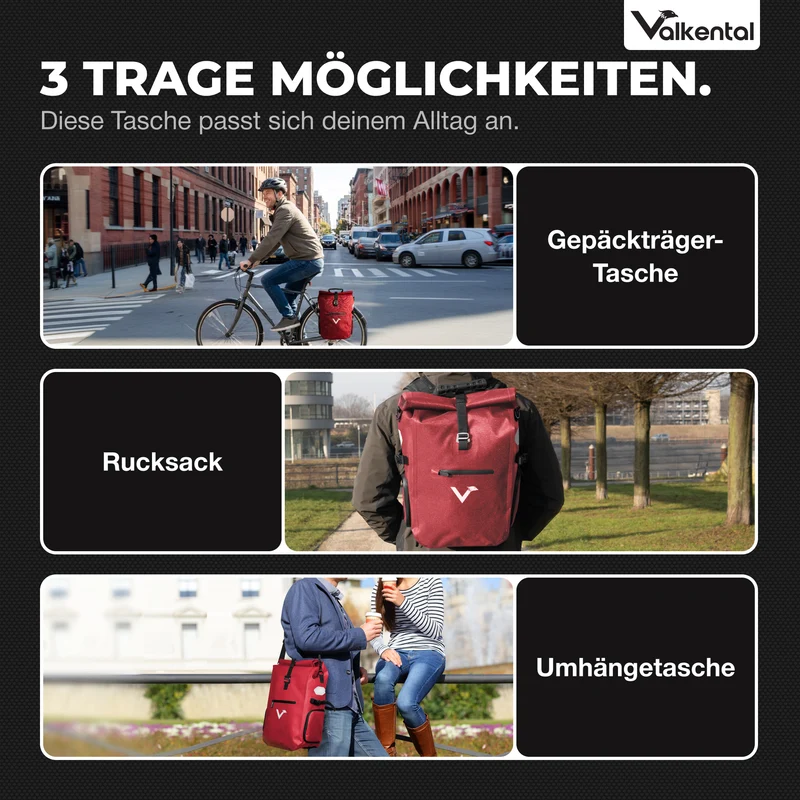 Sacoche de vélo ValkPro 3in1 - un multitalent hautement fonctionnel
